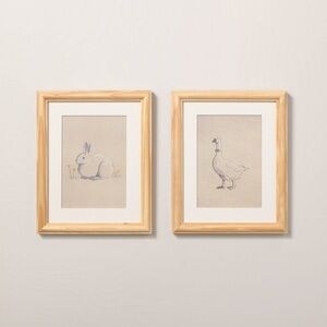 8"x10" Bunny and Duck Sketch Framed Wall Art (Set of 2) - Hearth & Hand Magnolia